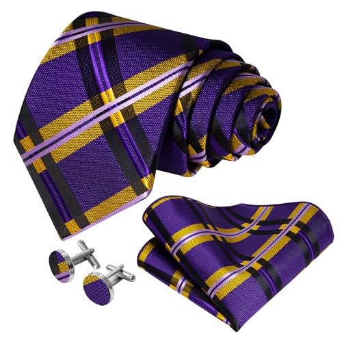 Image of 5PCS Mens Silk Designer Tie, Pocket Square, Cufflinks, Drilled Tie Ring and Lapel Pin Set for Wedding Groom Party
