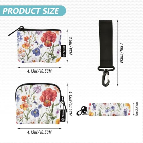 Beautiful Lavender White Women's Change Wallet Card Cases Slim Detachable Wristlet Wallet Key Holder with Zipper Pocket for Work Travel 2 Packs4