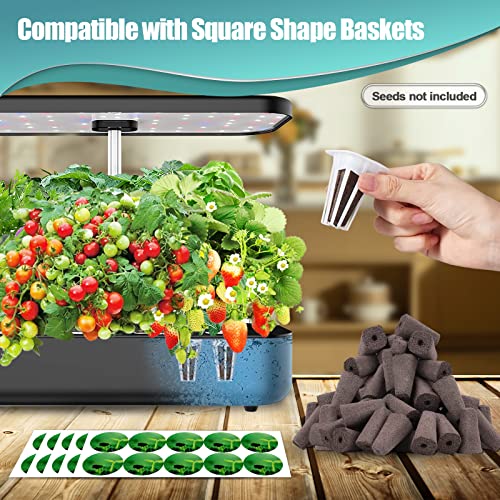 Image of Haligo 100pcs Square Pods for Hydroponics Growing System, 50pcs Square Grow Sponges with 50pcs Pods Labels, Supplies Replacement, Compatible with IDOO, QYO, LYKO
