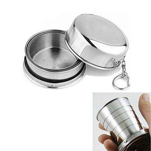 RUNGAO - Vaso plegable telescópico de acero inoxidable para acampada, senderismo, herramienta de viaje, 240ml