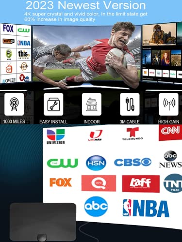 1000 Miles Range Tv Antenna For Smart Tv And All Older Tv's - Amplifier Signal Booster Free Local Channels - Digital Antenna For Tv Support 4K 8K 1080P Antenna Tv Digital Hd Indoor #TOP2