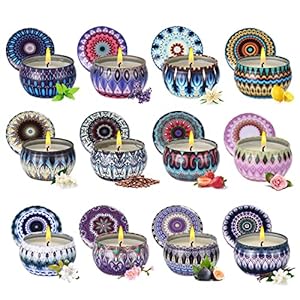 Candles Scented 12 Pack, Scented Candles Gift Set, Aromatherapy Natural Soy Wax Jar Tin Candles for Home, Gifts for Birthday, Mother’s Day, Christmas, Thanksgiving