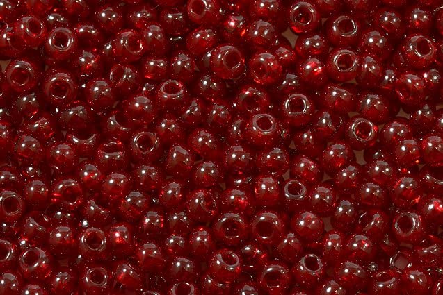 20g Round Rocailles Glass Seed Beads Preciosa Ornela 8/0, Transparent Red (90120), Bohemia Crystal Glass, Czechia 311 19 001 — image 1