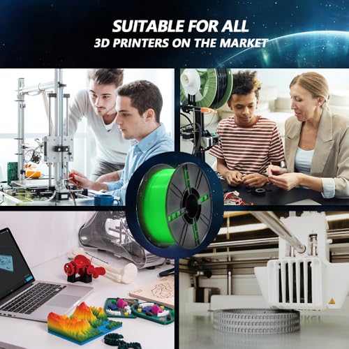 Image of iBOSS 3D PLA Plus Printer Filament, 1.75mm Glow in The Dark Green PLA+ Filament for 3D Printing, 1kg Spool (2.2lbs), Dimensional Accuracy + /- 0.02 mm, Fit Most FDM 3D Printers, Glow Green