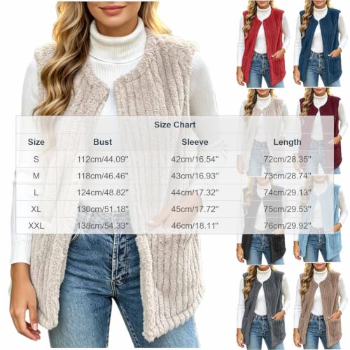 Womens Sherpa Fleece Vest Open Front Longline Pockets Casual Fall Layering - image 5
