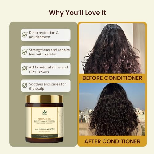 Image of Havintha Premium Hair Conditioner Powder 200g | Herbal Conditioner with Aloe Vera, Coconut, Keratin & Xanthan Gum | Helps Moisturize, Detangle & Control Frizz | Leaves Hair Soft, Smooth & Shiny | Suitable for Men & Women