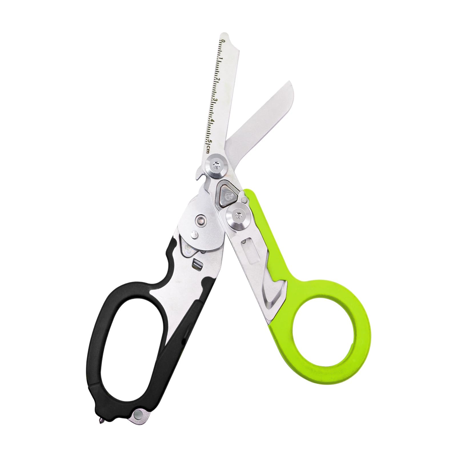 Flrmingigigi Black-Green Emergency Response Shears, Stainless Steel Foldable Scissors Pliers, Outdoor Camping Rescue Scissors Tools