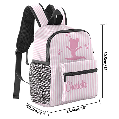 Gymnastic Striped Pink Personalized Kids Toddler Backpack for Boys Girls ,Custom Mini School Backpack Bags Kindergarten, 10''(L) x 4''(W) x 12''(H)2