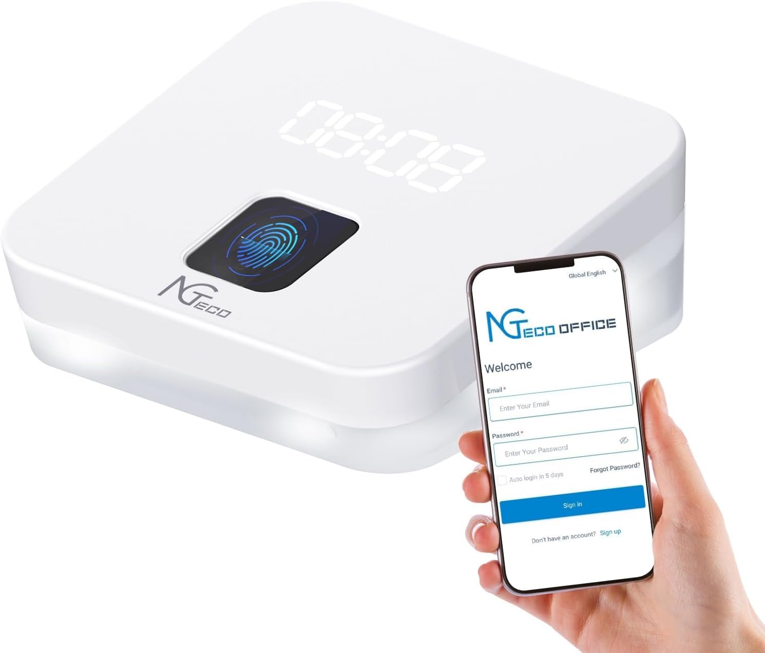 NGTeco Pointeuse Cloud - TC4 avec Empreinte Digitale pour Les Petites Entreprises Dispositif de Pointage Biométrique avec Règles Personnalisables, contrôle à Distance Via app iOS/Android.