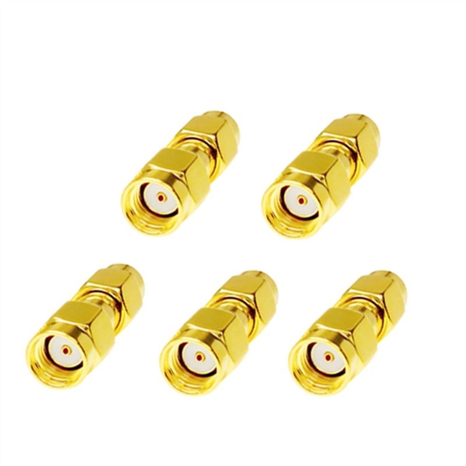 Adaptador RP SMA macho a macho conector coaxial dorado contra cortes de conexión RF 5 uds