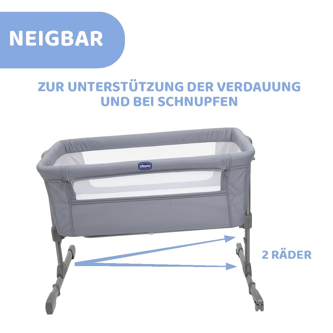 Chicco Next2Me Essential Beistellbett für Neugeborene, höhenverstellbar, Matratze inklusive, 0-6 Monate, Grau