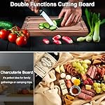 Cutting Boards,20"L x 15"W Acacia Wooden Cutting Board for Kitchen,Wood Chopping Board with Juice Groove and Sorting Compartment,Pre-Oiled Carving Tray Charcuterie Board for Meat Cheese Fruit - Image 5