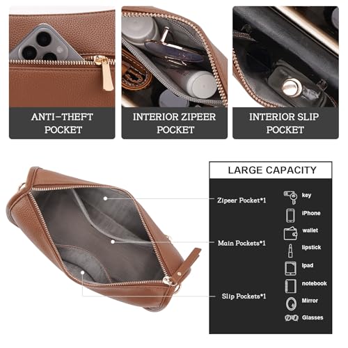 Image of HKCLUF Crossbody Bags Purses for Women Trendy,Vegan Leather Medium Crossbody Purse,Shoulder Bag with 2PCS Adjustable Strap