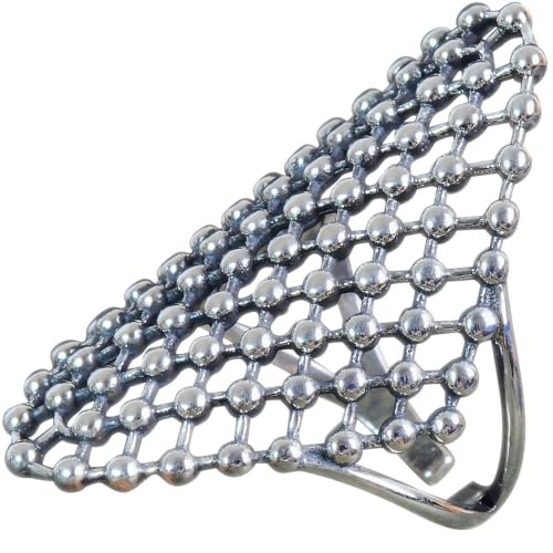 NicoWerk dam silverring vintage av 925 sterlingsilver svärtad bred eklatant boll nät genombrutet justerbar öppen SRI734, Sterlingsilver, Ingen...