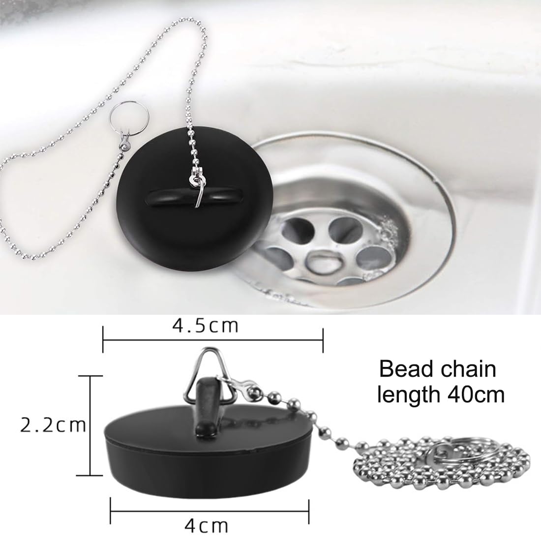 2 Stück Abflussstopfen, 42-45 mm Stöpsel für Spülbecken Waschbeckenstöpsel Badewannenstöpsel 2 Stück Abflussstopfen, 42-45 mm Stöpsel für Spülbecken Waschbeckenstöpsel Badewannenstöpsel
