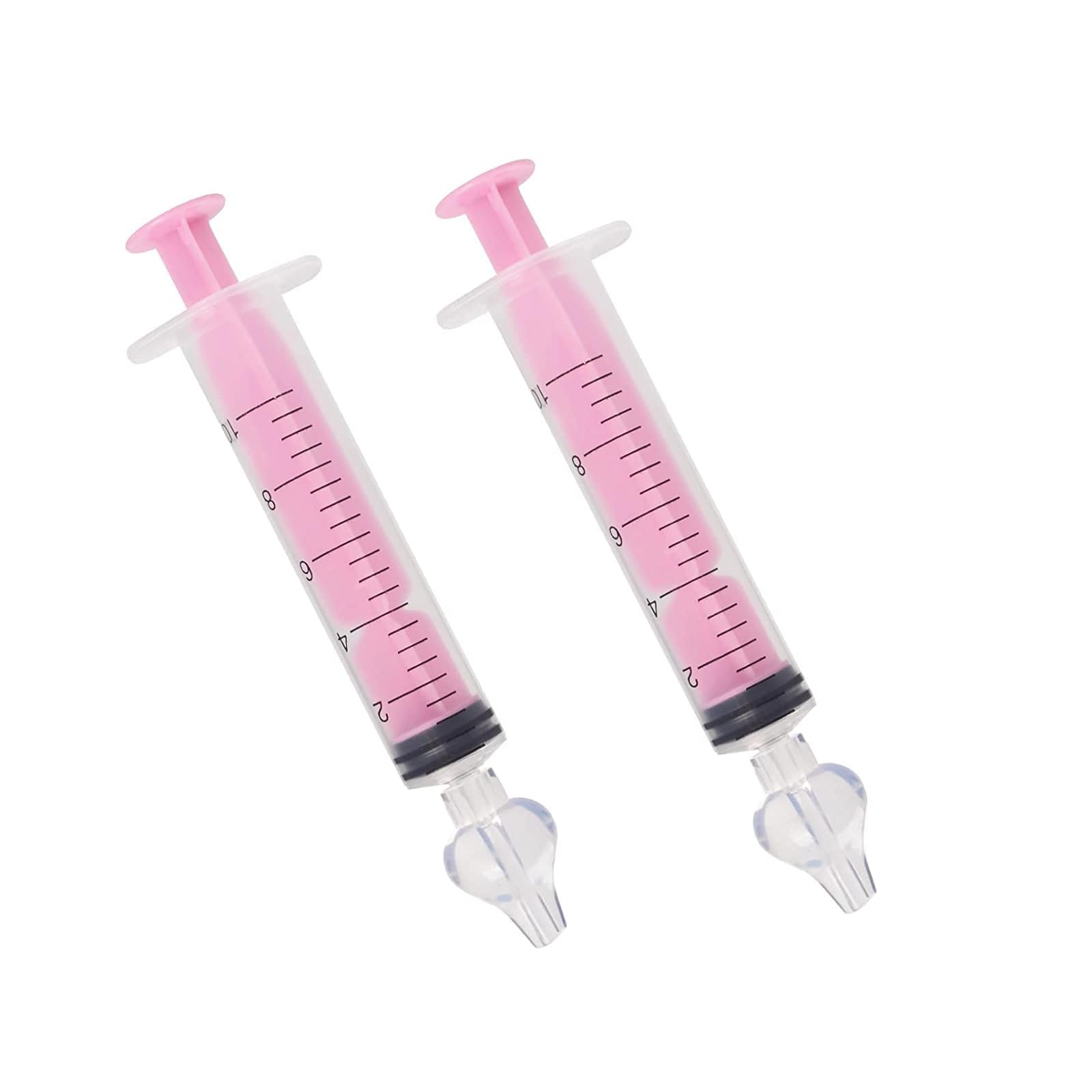 Baby Nose Sucker - 2PCS Professional Nasal Syringe with Cleanable, Reusable Silicone Tip for Irrigation, Spray, Hygiene (Pink)