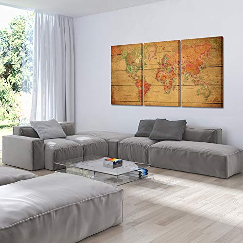 Kreative Arts - World Map Canvas Art - Premium Canvas Art Print - Large Colorful Wall Art Deco - Canvas Picture Stretched On Wooden Frame As Modern Gallery Artwork #TOP3