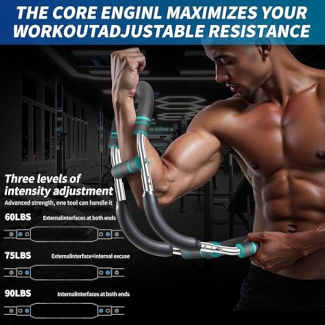 Twister Arm Trainer, Adjustable Chest Workout Equipment Upper Body Strength Training, Portable Power Twister Bar with Detachable Design, Arm Trainer, Home Gym & Travel Fitness Tool