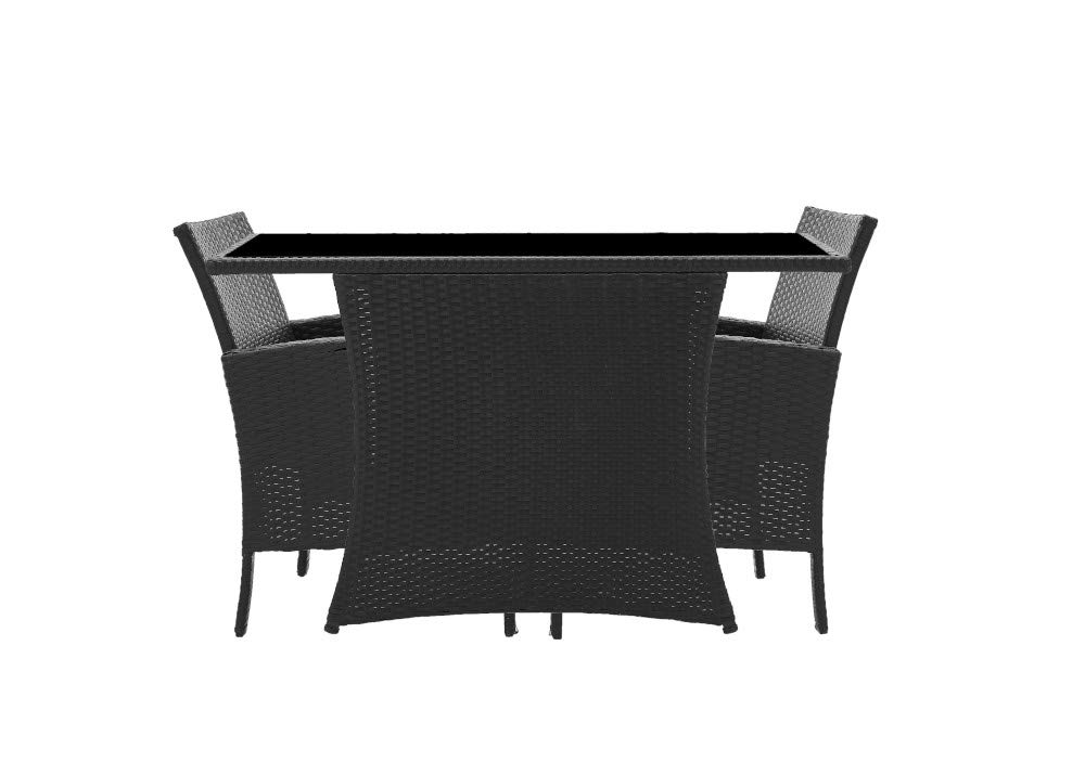 10020012 - Set di mobili da giardino, 3 pezzi, in polyrattan con cuscini per sedie, per interni ed esterni