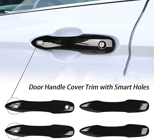 Miniatura 6 de sportuli Tapas negras para espejo de puerta lateral + cubiertas de manija de puerta de repuesto para accesorios Toyota Camry 2018, 2019, 2020, 2021,