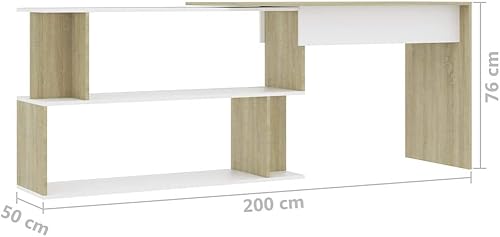 Miniatura 2 de Escritorio esquinero para computadora portátil, mesa giratoria para computadora con estantes de almacenamiento y estantería, moderna estación de