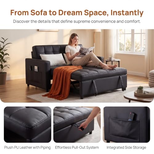 Trygoal Leather Sleeper Sofa Bed
