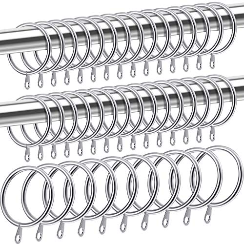 Shappy Anillos de Cortina de Metal Anillas Colgante para Cortina y Barras, 30 mm de Diámetro Interno (Plateado, 40 Piezas)