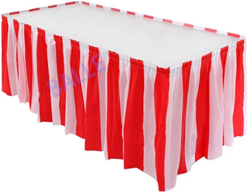 Disposable Table Skirt Plastic Table Cover for Birthday Banquet Party Wedding Festival Home Decoration(Black)