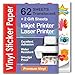 Translucent Semi-Clear Sticker Paper for Inkjet Printer & Laser Printer 62 Sheets - Self-Adhesive Water-Proof, Dries Quickly Vivid Colors, 8 ½ X 11 Inches Holds Ink Well - Tear Resistant -  AgoDeo, AGO-ML