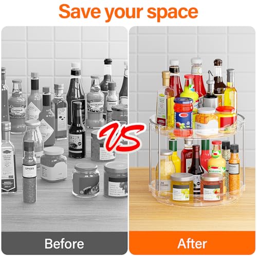 Drucilla 2 Livelli Portaspezie Girevole, 23.5cm Vassoio Girevole Cucina, 360° Vassoio Rotante, Piatto Girevole Porta Tutto, Piatto Girevole Frigorifero per Spezie, Snack, Frutta - immagine 6