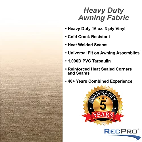 RecPro-RV-Awning-Fabric-Replacement-Width-Options-from-8-Feet-to-22-Feet-Variety-of-Color-Options-8-96-Length-RV-Awning-Premium-Vinyl-16-Actual-Width-15-1-TanCamel-Fade RecPro RV Awning Fabric Replacement Width Options from 8 Feet to 22 Feet Variety of Color Options 8 96 Length RV Awning Premium Vinyl 16 Actual Width 15 1 TanCamel Fade