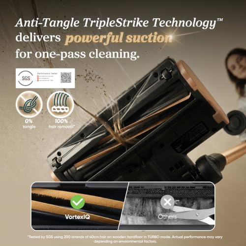 Image of Levoit VortexIQ Pro Cordless Vacuum, Ultra Suction, 60-Min, Upgrade | Mini Motorized Brush, NeoSight Green Light Dust Reveal, Anti-Tangle Brush, Self-Standing, 180 Lay-Flat Design, HEPA Filter