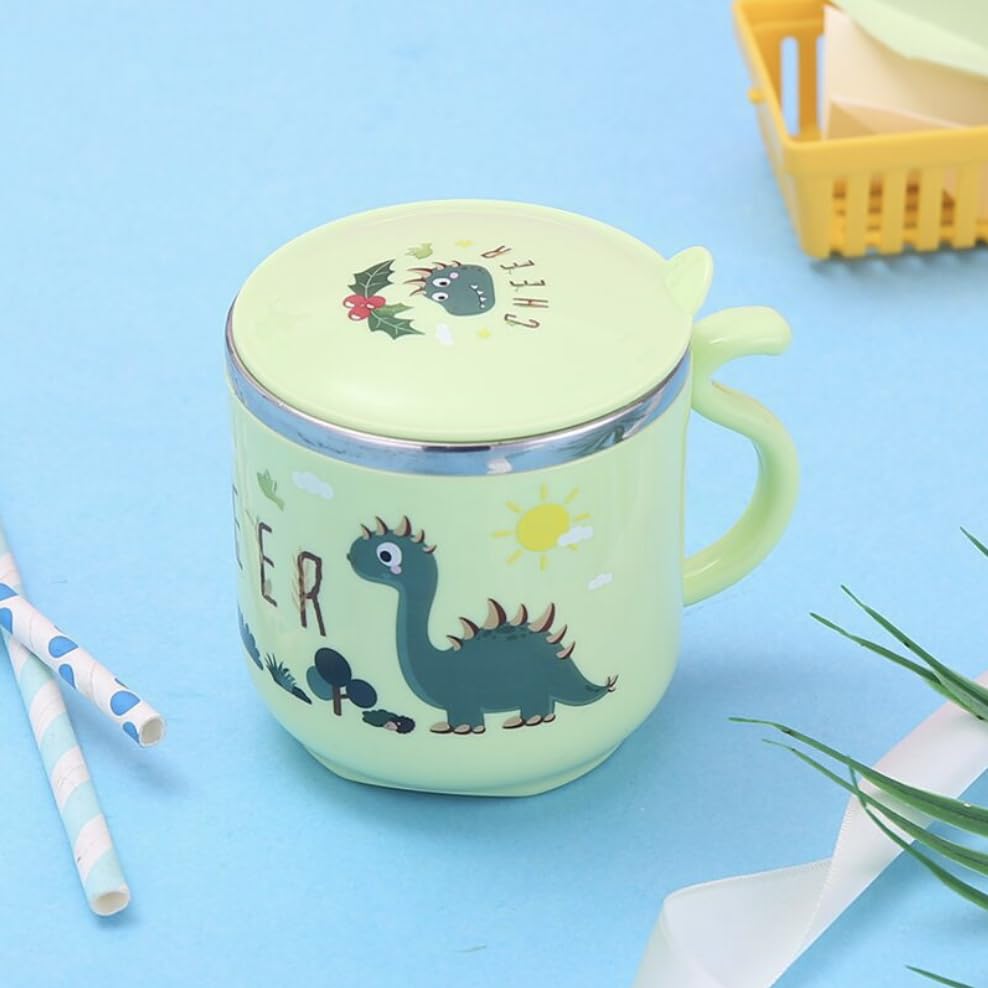 270 ml Milk Mug for Kids Cartoon Design BPA Free Mug with Lid Insulated Steel Mugs for Unisex (Green) (B0DDY9BJ72) Amazon Price History, Amazon Price Tracker