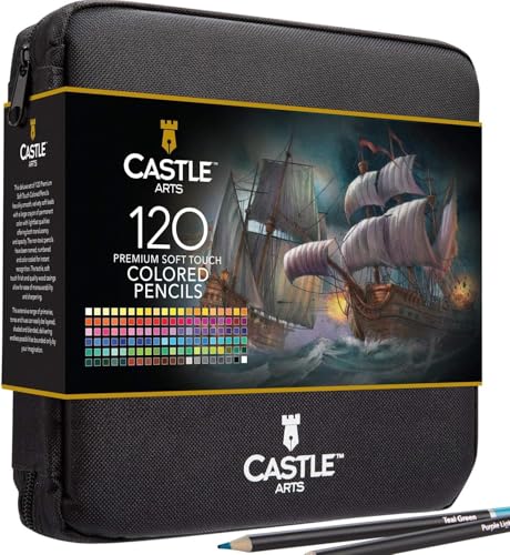 Castle Art Supplies 120 Colored Pencils with Zipper | Quality Soft Coloured Leads for...