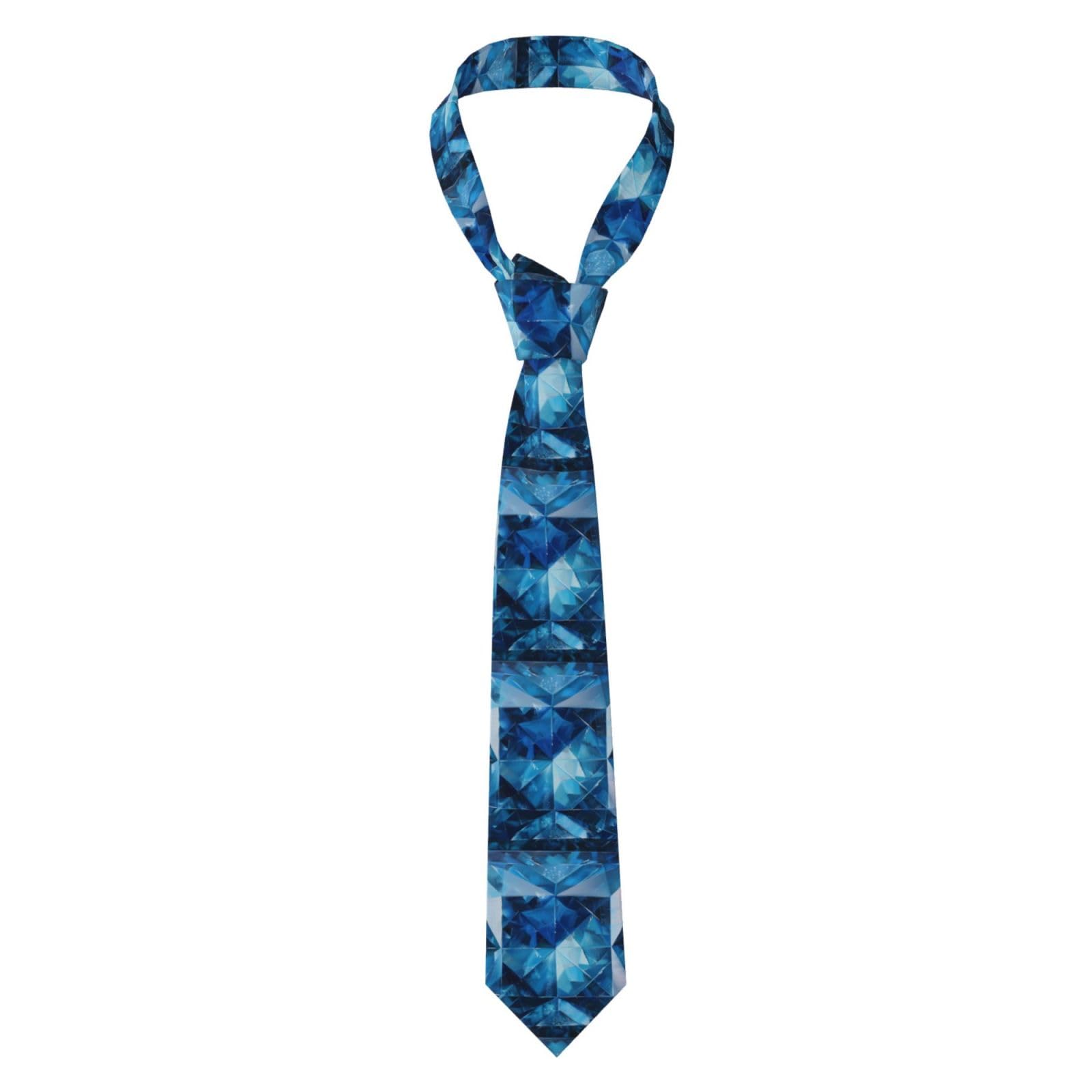 Whjssf Men's Black Necktie Tie Blue Diamond Prints Comfort Durability For Business, Daily Wear, Work, Birthdays, Weddings, Parties