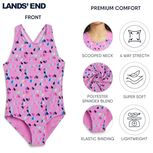 Image of Lands' End Girls' UPF 50+ Stretch Crisscross Back One Piece Swimsuit