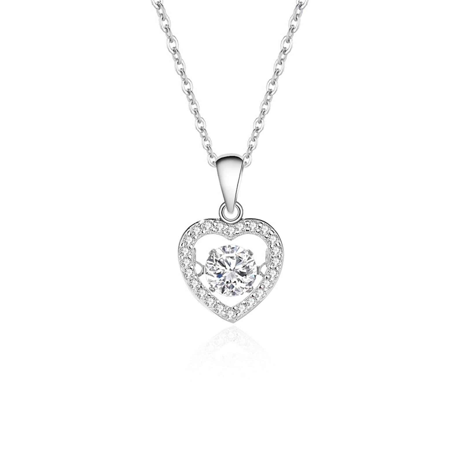 Collar de declaración para mujer con moissanita, collar con colgante de corazón para mujer, ajuste flotante de corazón dorado