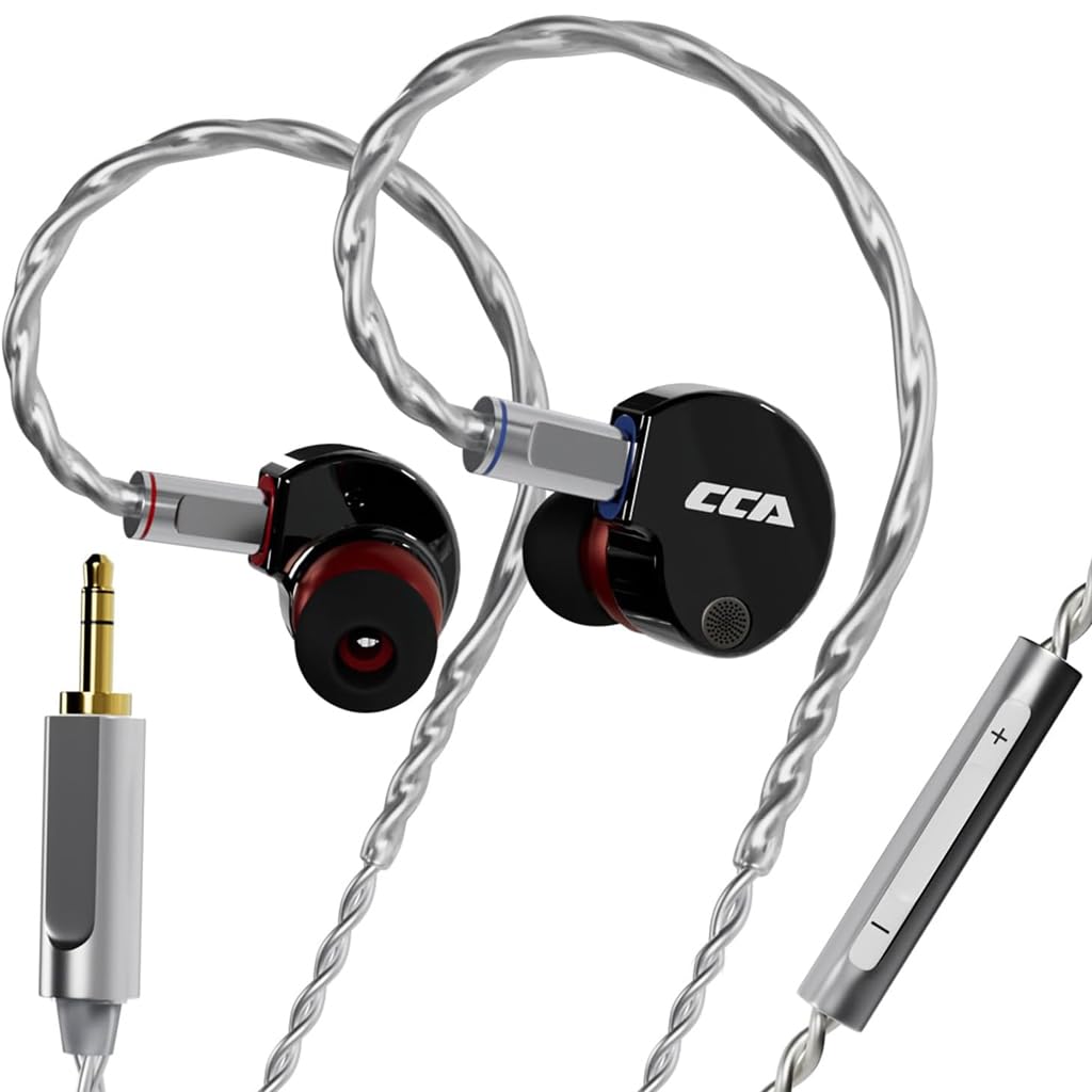 CCA Concept Kart Phoenix Dual Magnet Dynamic Driver IEMs, 10mm LCP Diaphragm, Harman-Tuned, Silver-Plated Detachable Cable, Wired in-Ear Monitors for Studio (DrkGrey-3.5-Mic)-image-40