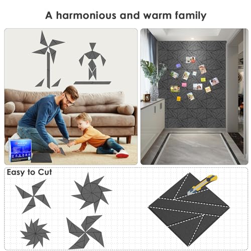 8 Pack Self-Adhesive Soundproof Wall Panels, 12 x 12 x 0.47 in Sound Proof Foam Panels for Walls, 1.2lb/ft³ High Density, Thicker 0.47in, Acoustic Panel, Peel and Stick Wall Panel Studio Black - Image 4