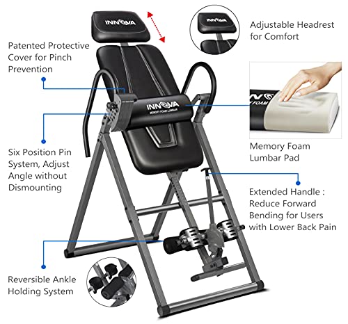 Innova Health And Fitness ITX9700A Inversion Table With Memory Foam Lumbar Pad And Extended Ankle Holding System thumb #1