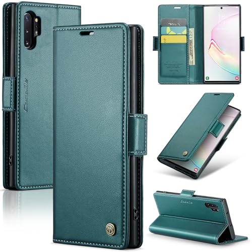 Teeirllim Handyhülle für Samsung Galaxy Note 10 Plus Hülle Premium Lederhülle RFID-Blockierung Klapphülle Magnet Kartenfach Standfunktion Schutzhülle Flip Case für Samsung Galaxy Note 10 Plus Türkis