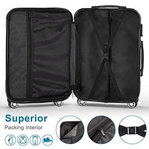 amopacorp 4-in-1 16in 20in 24in 28in ABS Aluminum Alloy Trolley Luggage 4 Piece Set Suitcase Spinner Hardshell Lightweight TSA Lock for Traveling Storage (Family Set-Dark Gray)4