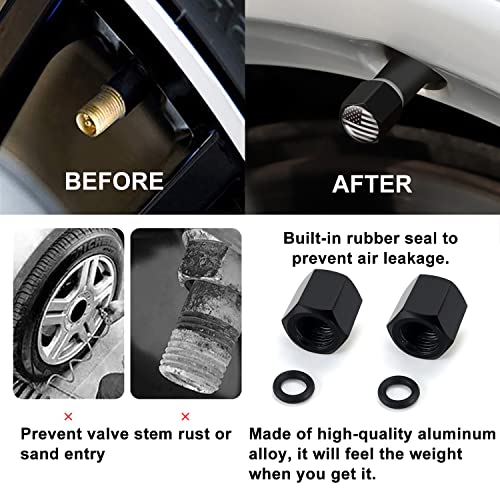 Image of Car Bullet Antenna Replacement with Valve Stem Cap for Ford F150 F250 F350 Super Duty Raptor Bronco Dodge Ram Chevy Silverado GMC Sierra 1500 2500 3500 Truck Accessories 1990-2024 (Black)