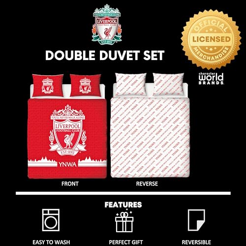 Liverpool FC Officially Licensed Double Duvet Cover Set, Tone Design, Red - Image 4
