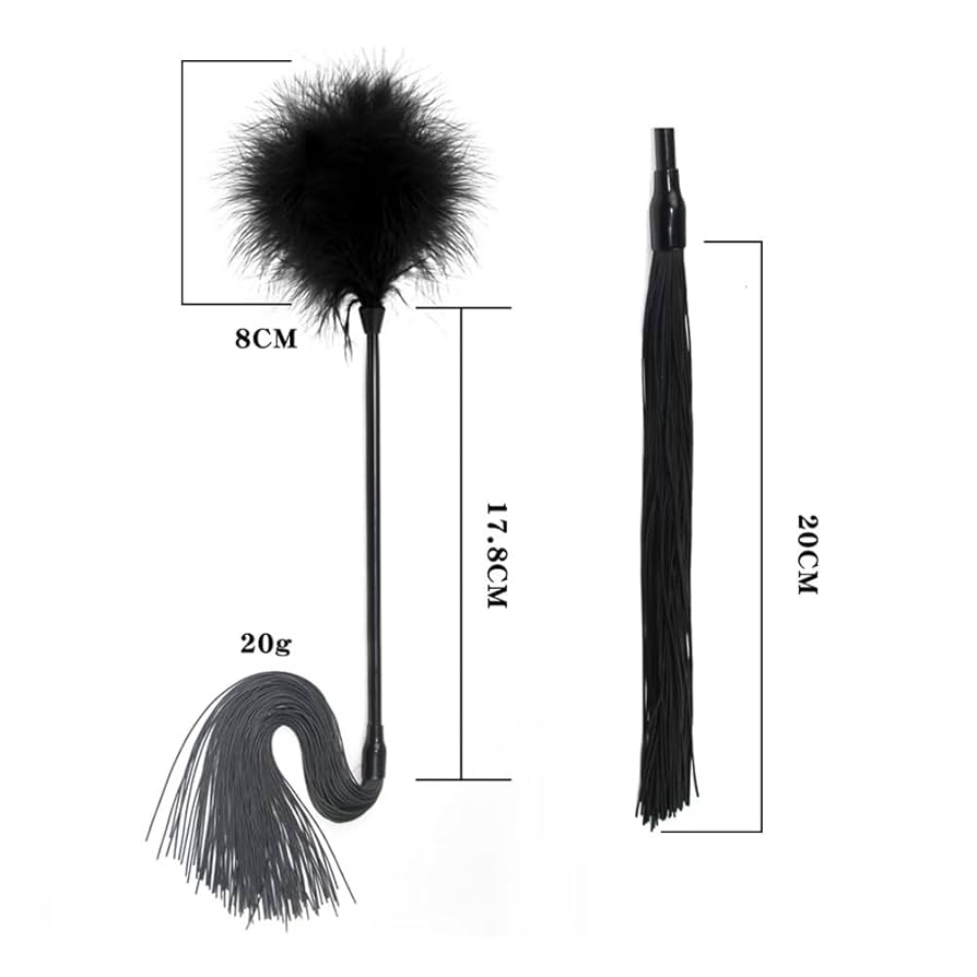 Black Silicone Horse Riding Whip Tickle Stick,Soft Furry Feather Duster Teaser Fur Brush Cleaning Duster Role Play Toys With Tassels For Couples