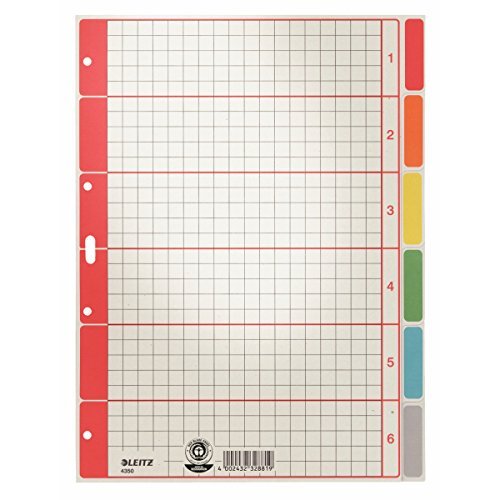25er Packung Esselte Leitz Kartonregister Blanko, A4, Karton, 6 Blatt, grau (25)
