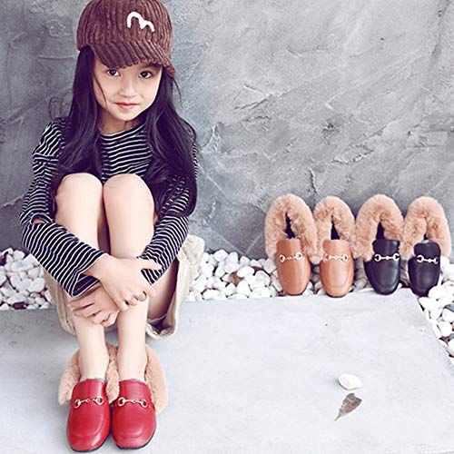 TangDao Toddler Little Big Kids Boat Dress Shoes Soft Slip-on Flats Shoes with Fur Girls Boys Comfort Loafers Leather Warm Dress Shoes for Girls2