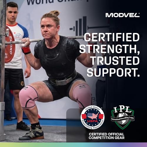 Image of Modvel Strength 7mm Knee Sleeves (Pair) for Weightlifting & Powerlifting (USPA, IPL Approved) | High-Performance Knee Compression Support For Squats, Weight Lifting - Men and Women
