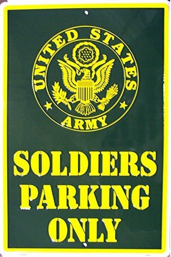 Letrero de estacionamiento de aluminio en relieve con diseño de soldados de los Estados Unidos