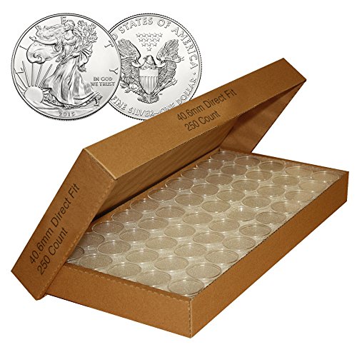 250 Cápsulas Acrílicas para Monedas 40.6mm Plata miniatura 1